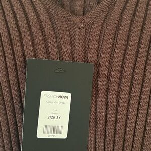 Fashion Nova V-Neck Brown Sweater for Woman